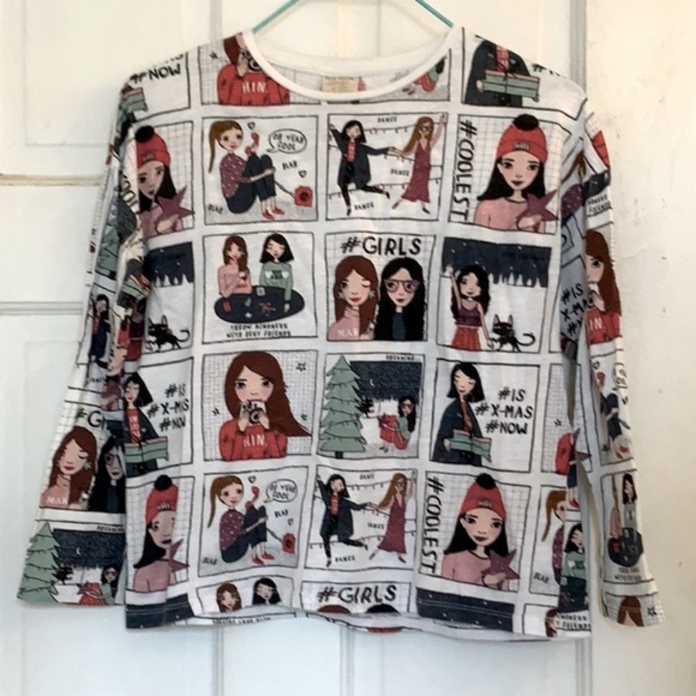 Zara girls comics strip graphic top in size 8